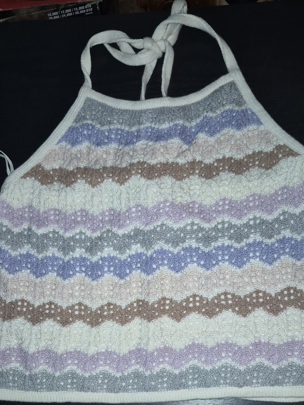 Knit Halter Tank Top in Cream, Gray & Lavender
